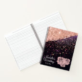 Glam Rose Black Glitzer Blush Rose Hochzeitsplaner Notizblock (Innenseite)