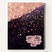 Glam Rose Black Glitzer Blush Rose Hochzeitsplaner Notizblock (Rückseite)