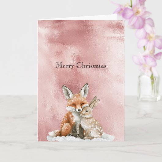 Glam Rose Blush Pink Fox Bunny Weihnachten Karte (Orchidee)