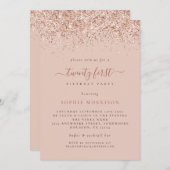 Glam Rose Glitzer 21. Geburtstag Party Einladung (Vorne/Hinten)