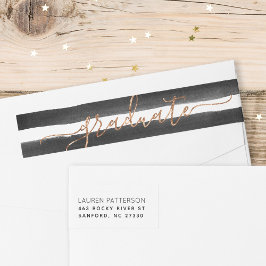 Glam Rose Gold Abschluss Rücksendeadressen-Aufkleb