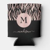 Glam Rose Gold Animal Print auf Schwarz Monogram N Dosenkühler (Vorderseite)