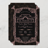 Glam Rose Gold Art Deco Einladung (Vorne/Hinten)