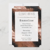 Glam Rose Gold Black Champagne Glitzy Sparkon Einladung (Vorderseite)