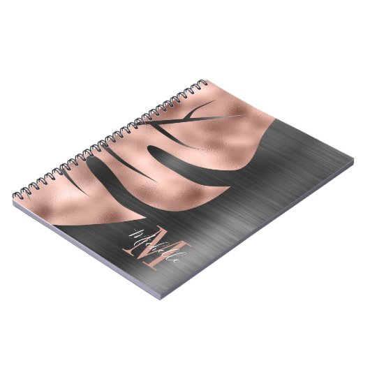 Glam Rose Gold Black Metallic Notizblock (Linke Seite)
