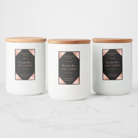 Glam Rose Gold & Black Product Packaging Labels Lebensmitteletikett (Flaschen)