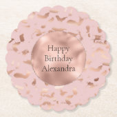 Glam Rose Gold Blush Abstrakt Geburtstag Untersetzer (Vorderseite)