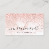 Glam Rose Gold Blush Marble Glitter Script Visitenkarte (Vorderseite)