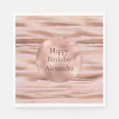 Glam Rose Gold Blush Streifen Geburtstag Serviette (Vorderseite)