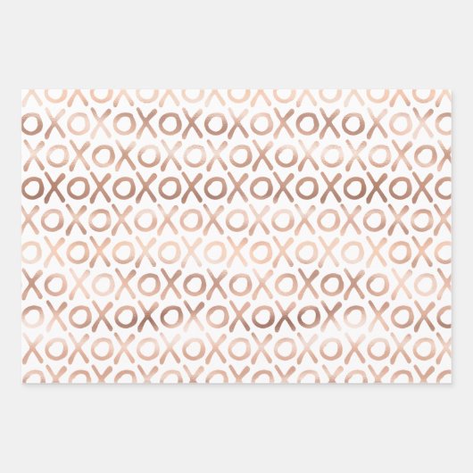 Glam Rose Gold Blush XOXO Geschenkpapier Set (Vorderseite 3)