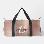 Glam Rose Gold Brushed Metal Schwarz-weiß Monogram Duffle Bag (Vorderseite)