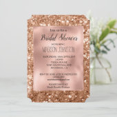 Glam Rose Gold Chunky Glitzer Brautparty Einladung (Stehend Vorderseite)