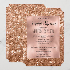 Glam Rose Gold Chunky Glitzer Brautparty Einladung