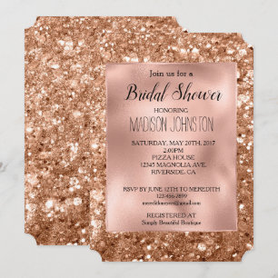 Glam Rose Gold Chunky Glitzer Brautparty Einladung