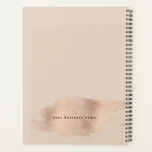 Glam Rose Gold Copper Foil Chic Personal Planer (Rückseite)