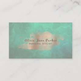 Glam Rose Gold Copper Foil Green Personal Stylist Visitenkarte