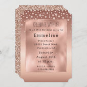 Glam Rose Gold Diamonds Einladung (Vorne/Hinten)