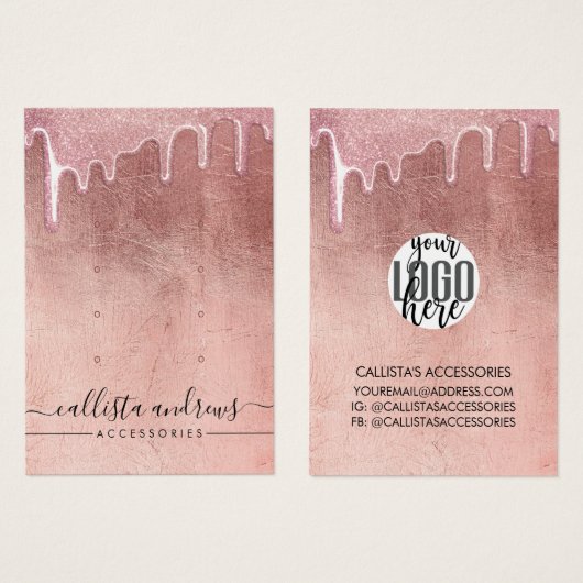 Glam Rose Gold Dick Glitzer Tropfen Logo-Verleihun (Vorne & Hinten)