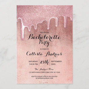 Glam Rose Gold Dick Glitzer Tropfens Bachelorette Einladung