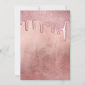 Glam Rose Gold Dick Glitzer Tropfens Brautparty Einladung (Rückseite)