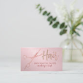 Glam Rose Gold Foil Glitzer Schere Haarstühle Visitenkarte (Stehend Vorderseite)
