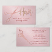 Glam Rose Gold Foil Glitzer Schere Haarstühle Visitenkarte (Vorne/Hinten)