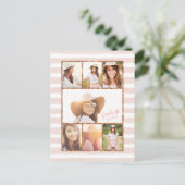 Glam Rose Gold Foto Collage Abschluss Einladung (Stehend Vorderseite)