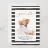 Glam Rose Gold Foto Graduation Party Einladung (Vorderseite)