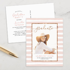 Glam Rose Gold Foto Graduation Party Einladung