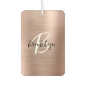 Glam Rose Gold gebürstetes Metall Schwarz Weiß Mon Autolufterfrischer (Vorderseite)