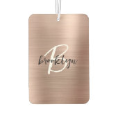 Glam Rose Gold gebürstetes Metall Schwarz Weiß Mon Autolufterfrischer (Rückseite)