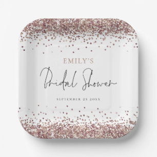 Glam Rose Gold Glitter Brautparty Pappteller