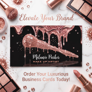 Glam Rose Gold Glitter Drip Make-up-Pinsel Visitenkarte