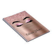 Glam Rose Gold Glitzer Beauty Lashes Monogramm Notizblock (Rechte Seite)