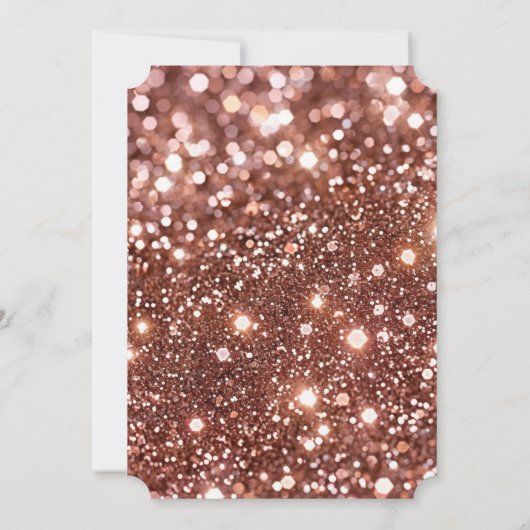 Glam Rose Gold Glitzer Black Einladung (Rückseite)