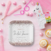 Glam Rose Gold Glitzer Brautparty Pappteller (Party)