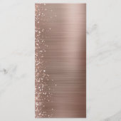 Glam Rose Gold Glitzer Brushed Metal Wedding Menükarte (Rückseite)