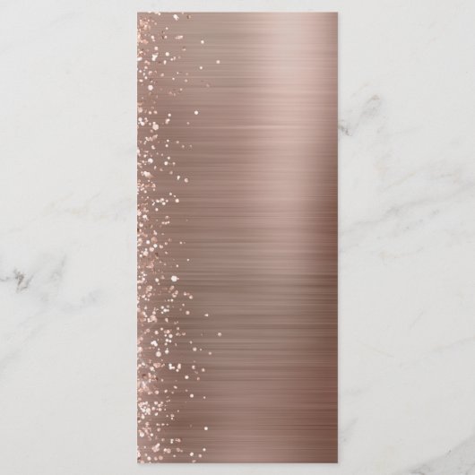 Glam Rose Gold Glitzer Brushed Metal Wedding Menükarte (Rückseite)
