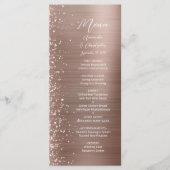 Glam Rose Gold Glitzer Brushed Metal Wedding Menükarte (Vorderseite)
