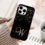Glam Rose Gold Glitzer Diamond Elegantes Monogramm Case-Mate iPhone Hülle<br><div class="desc">Erstellen Sie Ihre eigene personalisierte Schwarz-Rose-Gold-Diamant-Funkeltelefon-Gehäuse mit Ihrem eigenen Monogramm und Namen.</div>