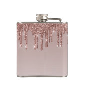 Glam Rose Gold Glitzer Drilling Sparkle Monogram Flachmann (Rückseite)
