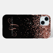 Glam Rose Gold Glitzer Elegantes Monogramm Case-Mate iPhone Hülle (Rückseite (Horizontal))