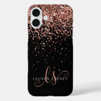 Glam Rose Gold Glitzer Elegantes Monogramm