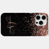 Glam Rose Gold Glitzer Elegantes Monogramm Case-Mate iPhone Hülle (Rückseite (Horizontal))