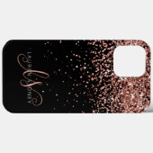 Glam Rose Gold Glitzer Elegantes Monogramm Case-Mate iPhone Hülle (Rückseite (Horizontal))