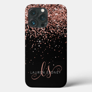 Glam Rose Gold Glitzer Elegantes Monogramm Case-Mate iPhone Hülle