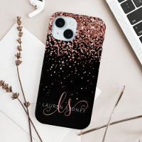 Glam Rose Gold Glitzer Elegantes Monogramm