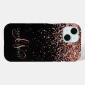 Glam Rose Gold Glitzer Elegantes Monogramm Case-Mate iPhone Hülle (Rückseite (Horizontal))