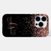 Glam Rose Gold Glitzer Elegantes Monogramm Case-Mate iPhone Hülle (Rückseite (Horizontal))