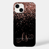 Glam Rose Gold Glitzer Elegantes Monogramm Case-Mate iPhone Hülle (Rückseite)